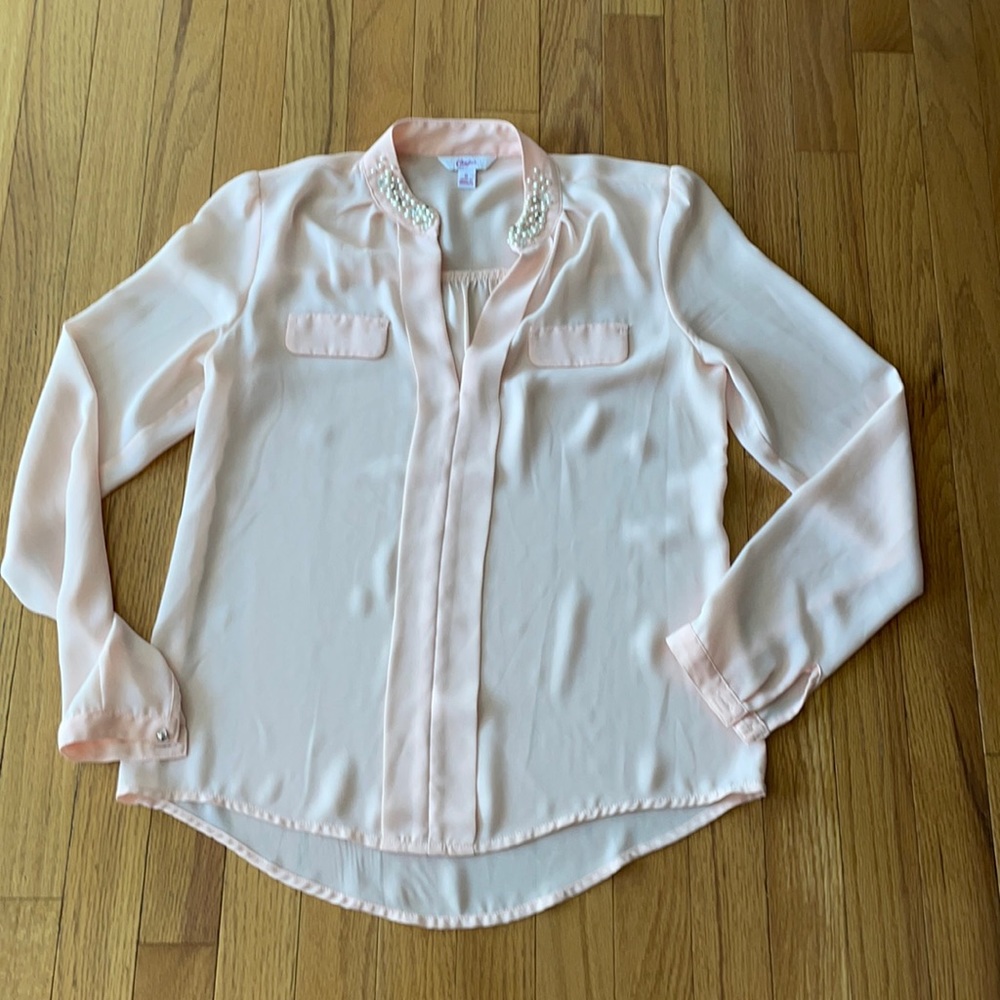 Candies Pink Pearl Cluster Collar Blouse